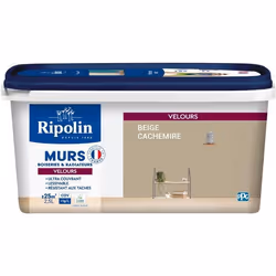Peinture deco murs boiseries & radiateurs - RIPOLIN - 468811 - Beige cachemire - Velours - 25 L