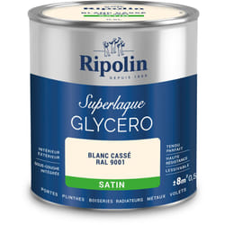 Peinture Couleur Superlaque Glycéro 2en1 Satin - 0,5L - Blanc Cassé ral 9001 - Ripolin