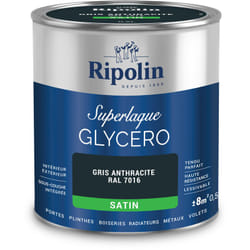 Ripolin - Peinture Couleur Superlaque Glycéro 2en1 Satin - 0,5L - Gris Anthracite ral 7016