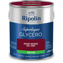 Ripolin - Peinture Couleur Superlaque Glycéro 2en1 Satin - 2L - Rouge Basque ral 3004