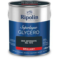 Ripolin - Peinture Couleur Superlaque Glycéro 2en1 Brillant - 2L - Gris Anthracite ral 7016