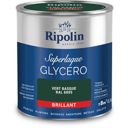 Ripolin - Peinture Couleur Superlaque Glycéro 2en1 Brillant - 0,5L - Vert Basque ral 6005