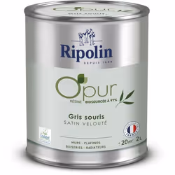 Peinture OPUR murs boiseries & radiateurs - RIPOLIN - 472827 - Gris souris - Satin veloute - 2 L