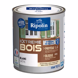 Ripolin - Peinture pour Bois Intérieur et Extérieur - Satin - 0,5L - Blanc