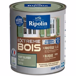 RIPOLIN Peinture pour pour Bois Intérieur & Extérieur - Vert Olivier Ral 6021 Satin 05L