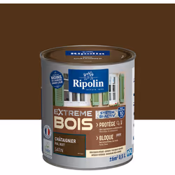 Ripolin - Peinture Bois Satin Haute Protection 10 ans qui Protege et Magnifie vos Bois - Châtaignier