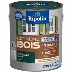 RIPOLIN Peinture pour bois intérieur et extérieur - Vert basque Ral 6005 satin - 25 L