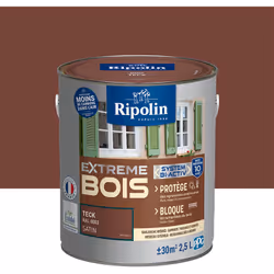 Peinture Bois Intérieur / Extérieur Ecolabel - Satin - Ripolin - BENEFICES : Peinture pour BOIS avec sous-couche intégrée Hau ...