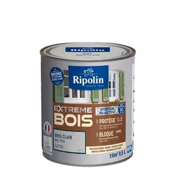 RIPOLIN Peinture Bois Satin Haute Protection 10 ans qui Protège et Magnifie vos Bois - Gris clair