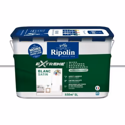 Peinture Extrême murs et plafonds - Blanc satin - RIPOLIN - 5 L