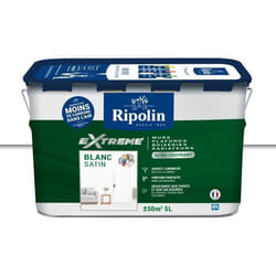 Peinture Extrême murs et plafonds - Blanc satin - RIPOLIN - 5 L