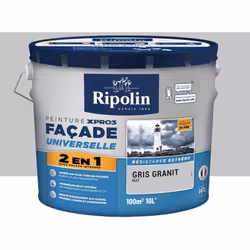 La Peinture façade RIPOLIN XPro3 Universelle 2 en 1 Gris granit est très opacifiante et garnissante grâce à sa sous-couche in ...
