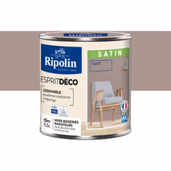 Peinture couleur intérieure Taupe - Aspect Satin - Ultra-Couvrante pour Murs, Boiseries et Radiateurs - Ripolin Cette peintur ...