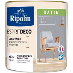 RIPOLIN Peinture murale pour toutes pièces - Galet satin - 05 L