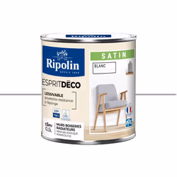 Peinture couleur intérieure Blanche - Aspect Satin - Ultra-Couvrante pour Murs, Boiseries et Radiateurs - Ripolin Cette peint ...