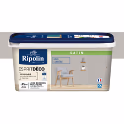 Peinture couleur intérieure Gris Lumière - Aspect Satin - Ultra-Couvrante pour Murs, Boiseries et Radiateurs - Ripolin Cette  ...