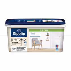 Peinture couleur intérieure Blanche - Aspect Satin - Ultra-Couvrante pour Murs, Boiseries et Radiateurs - Ripolin Cette peint ...