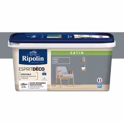 Peinture couleur intérieure Gris Zinc - Aspect Satin - Ultra-Couvrante pour Murs, Boiseries et Radiateurs - Ripolin Cette pei ...