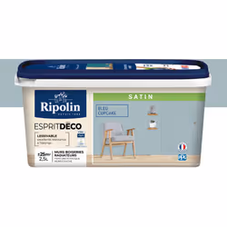 Peinture couleur intérieure Bleu Cupcake - Aspect Satin - Ultra-Couvrante pour Murs, Boiseries et Radiateurs - Ripolin Cette  ...
