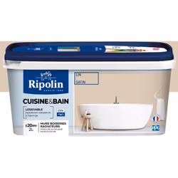 Peinture couleur Lin pour cuisine et Salle de Bain - Aspect Satin - Haute Lessivabilité - Ripolin Avec sa technologie "effet ...