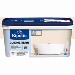 Peinture couleur Blanc cassé pour cuisine et Salle de Bain - Aspect Satin - Haute Lessivabilité - Ripolin Avec sa technologie ...