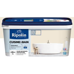 Ripolin - Peinture Murale spéciale Cuisine et Bain - Satin - 2L - Blanc Cassé