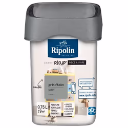 RIPOLIN Peinture de Rénovation Toutes Pièces - Gris Étain Satin 075L