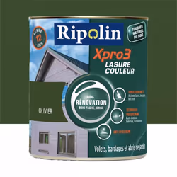 La Lasure Opaque RIPOLIN XPro3 Rénovation Olivier est une lasure microporeuse conçue pour une protection des bois neufs ou an ...