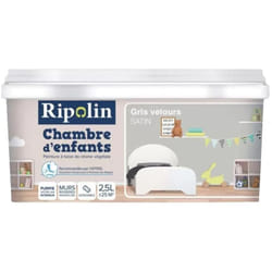 Ripolin - Peinture satinée Chambre d'enfants Gris Velours 2,5 l