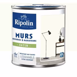 La Peinture Murs, Boiseries, Radiateurs RIPOLIN Satin Blanc anzère est une peinture monocouche, très couvrante qui donnera un ...