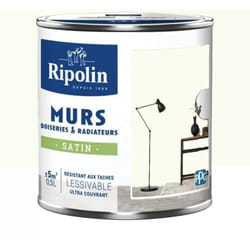 Ripolin - Peinture Murs, Boiseries, Radiateurs Satin Blanc anzère 0,5 l