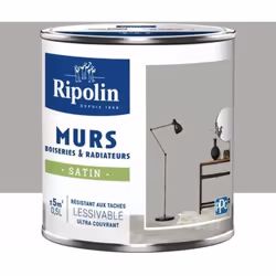 La Peinture Murs, Boiseries, Radiateurs RIPOLIN Satin Gris Caire est une peinture monocouche, très couvrante qui donnera un b ...