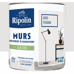 La Peinture Murs, Boiseries, Radiateurs RIPOLIN Gris fusain Satin est une peinture monocouche, très couvrante qui donnera un  ...