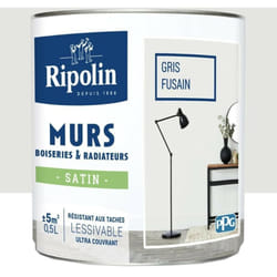 Ripolin - Peinture Murs, Boiseries, Radiateurs Gris fusain Satin 0,5 l - Gris Fusain