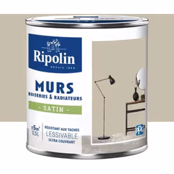 La Peinture Murs, Boiseries, Radiateurs RIPOLIN Satin Beige kyanité est une peinture monocouche, très couvrante qui donnera u ...