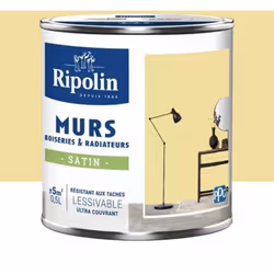 La Peinture Murs, Boiseries, Radiateurs RIPOLIN Satin Jaune sinding est une peinture monocouche, très couvrante qui donnera u ...
