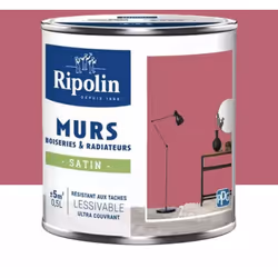 La Peinture Murs, Boiseries, Radiateurs RIPOLIN Satin Rose sarrasin est une peinture monocouche, très couvrante qui donnera u ...