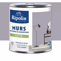 La Peinture Murs, Boiseries, Radiateurs RIPOLIN Satin Gris lyre est une peinture monocouche, très couvrante qui donnera un be ...