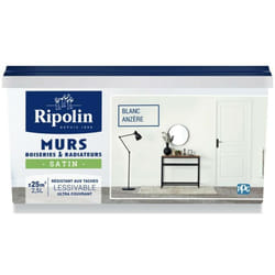 Ripolin - Peinture Murs, Boiseries, Radiateurs Blanc anzère Satin 2,5 l - Blanc anzère