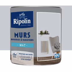 La Peinture Murs, Boiseries, Radiateurs RIPOLIN Gris télescope Mat est une peinture monocouche, très couvrante qui donnera un ...