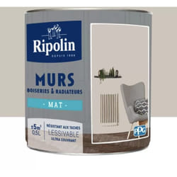 Ripolin - Peinture Murs, Boiseries, Radiateurs Mat Gris petit cheval 0,5 l