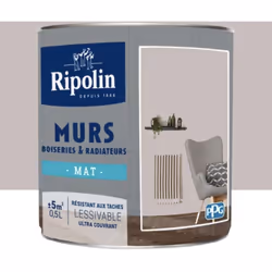 La Peinture Murs, Boiseries, Radiateurs RIPOLIN Gris lumière Mat est une peinture monocouche, très couvrante qui donnera un b ...