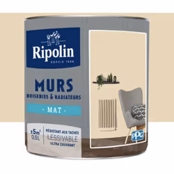 La Peinture Murs, Boiseries, Radiateurs RIPOLIN Mat Beige Shari est une peinture monocouche, très couvrante qui donnera un be ...