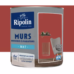 La Peinture Murs, Boiseries, Radiateurs RIPOLIN Rouge Profond est une peinture monocouche, très couvrante qui donnera un bel  ...