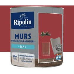 Ripolin - Peinture Murs, Boiseries, Radiateurs Mat Rouge Profond 0,5 l - Rouge profond