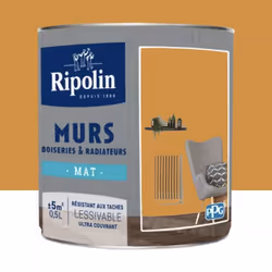 La Peinture Murs, Boiseries, Radiateurs RIPOLIN Jaune ambré Mat est une peinture monocouche, très couvrante qui donnera un be ...