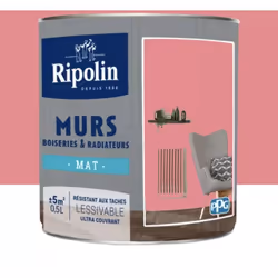 La Peinture Murs, Boiseries, Radiateurs RIPOLIN Rose hibiscus Mat est une peinture monocouche, très couvrante qui donnera un  ...