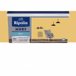 La Peinture Murs, Boiseries, Radiateurs RIPOLIN Jaune Peské Mat est une peinture monocouche, très couvrante qui donnera un be ...