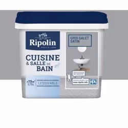 Peinture Cuisine & Salle de Bain RIPOLIN Gris galet est spécialement conçu pour vos pièces humides : cuisine, salle de bain e ...