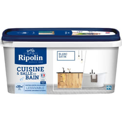Ripolin - Peinture Murale spéciale Cuisine et Bain - Satin - 2L - Blanc